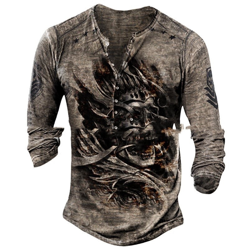 European And American New Fashion Casual Printing Long-sleeved T-shirt Men